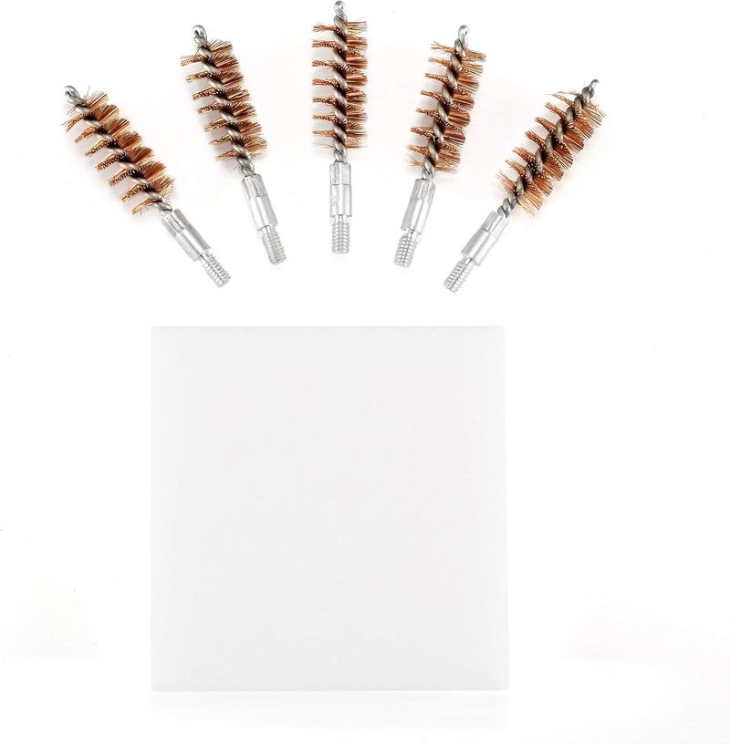 BOOSTEADY 5 Pcs Phosphor Bristle Bronze Bore Gun Cleaning Brush for Pistol Shotgun with 50 Professional Square Patches Multi-Caliber - Image 2